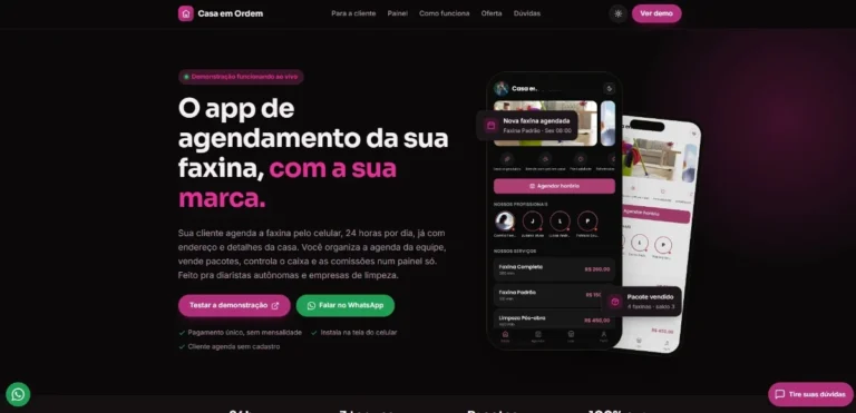 O app de agendamento da sua faxina, com a sua marca.